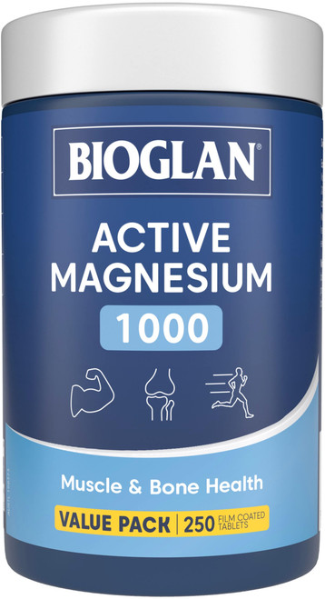 Bioglan Active Magnesium 1000 250 Tabs x 3 Pack = 750 Tabs